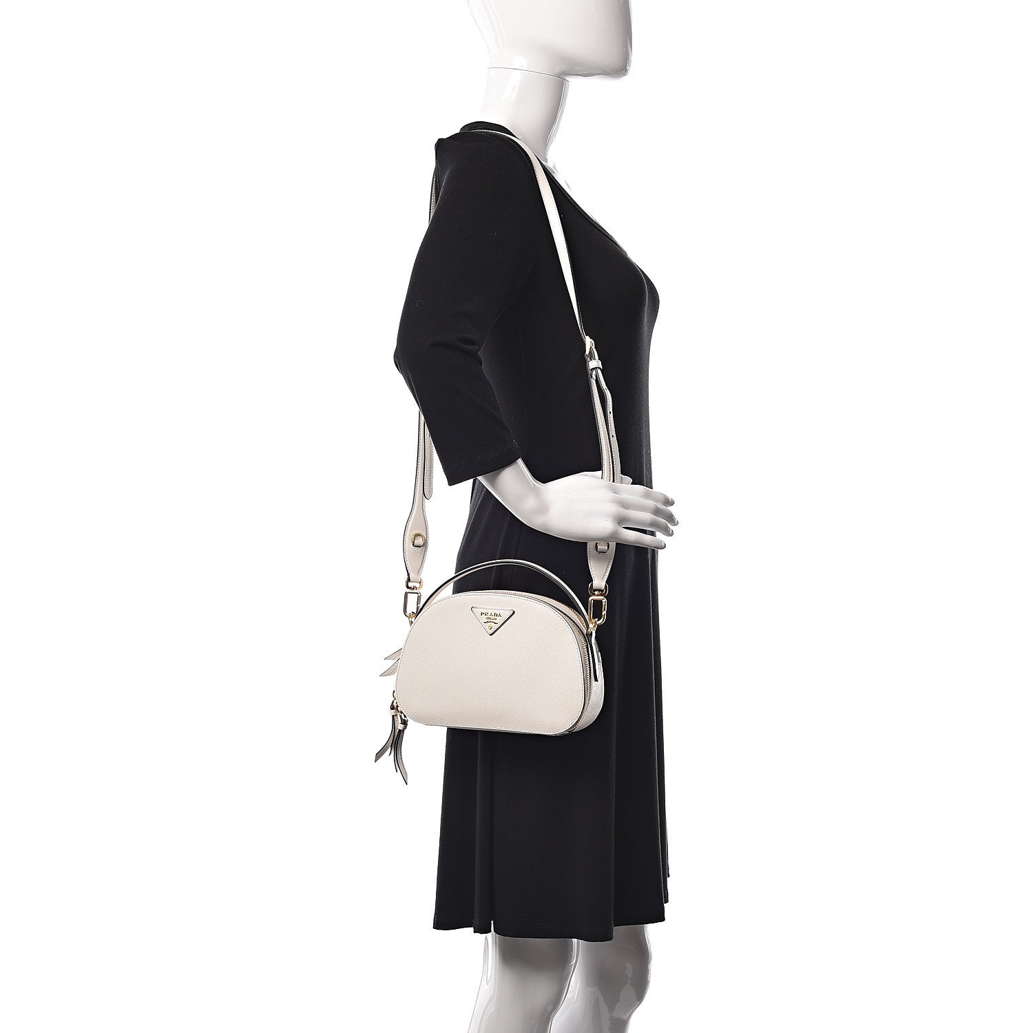 Prada Saffiano Lux Odette Crossbody Bianco 2 of 11