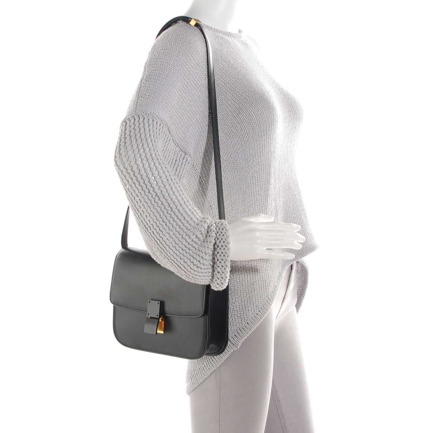 Box Calfskin Medium Classic Box Flap Bag Black