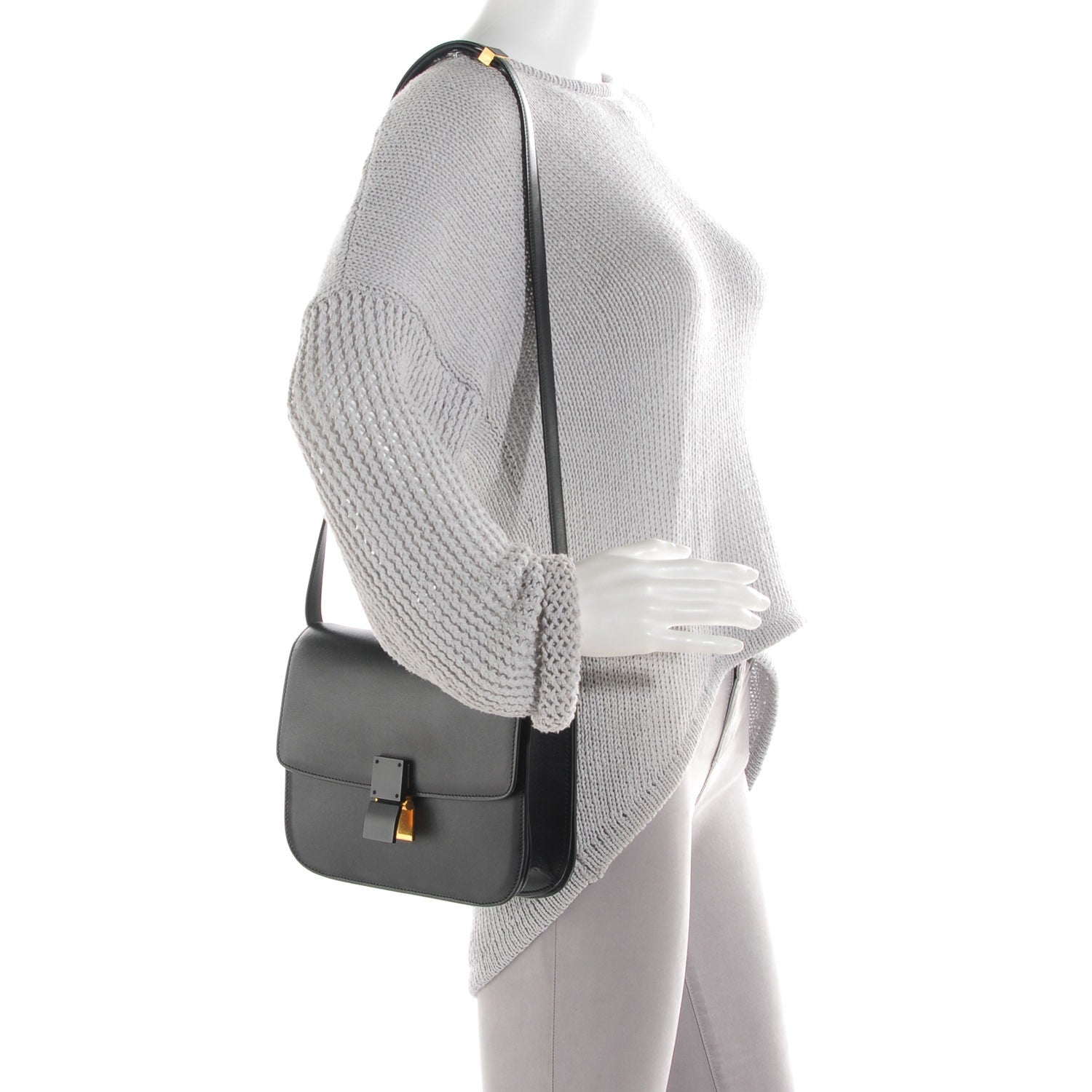 Celine Box Calfskin Medium Classic Box Flap Bag Black 2 of 9