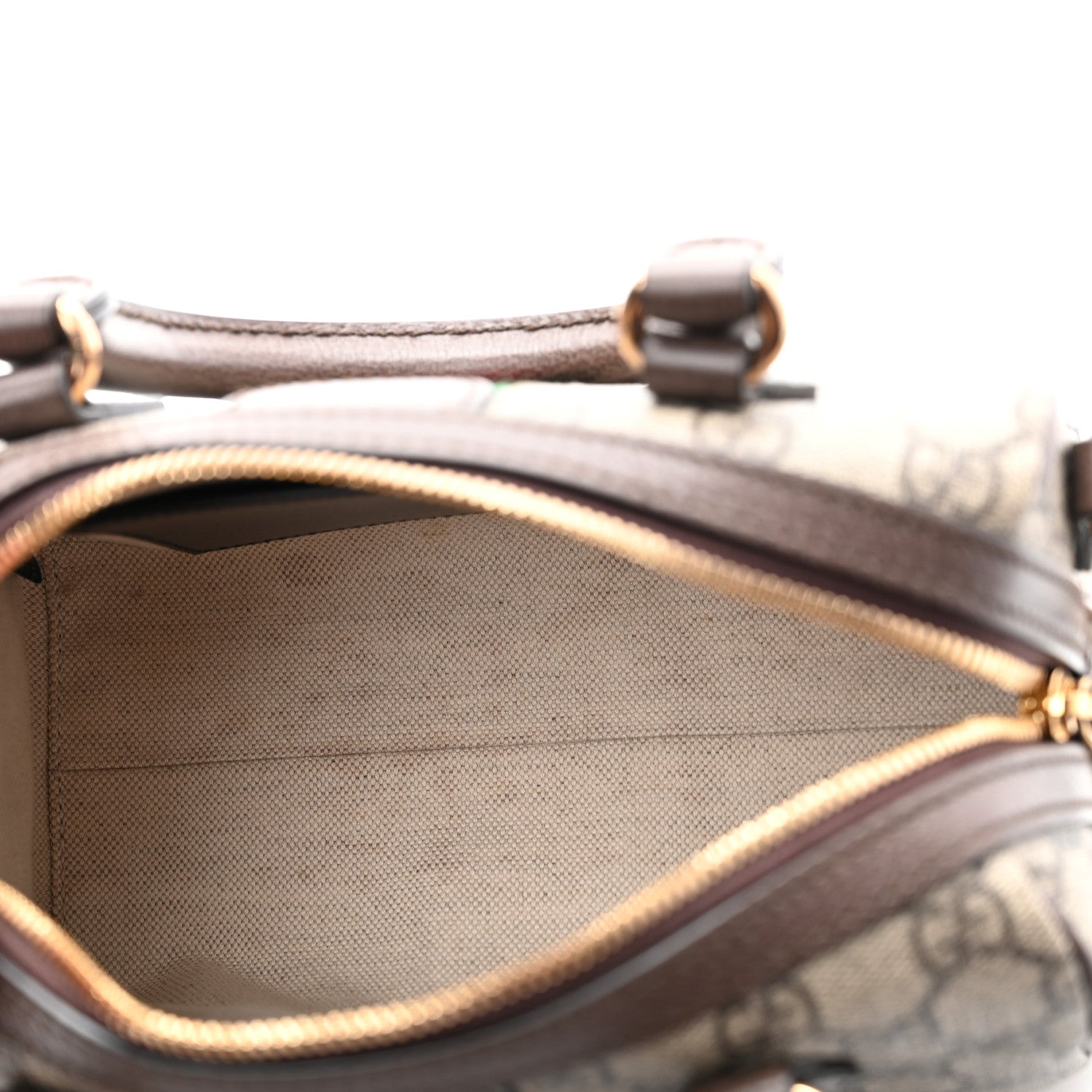 Gucci GG Supreme Monogram Textured Dollar Calfskin Web Mini Ophidia Top Handle Bag Beige Ebony New Acero 5 of 11
