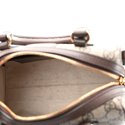 Gucci GG Supreme Monogram Textured Dollar Calfskin Web Mini Ophidia Top Handle Bag Beige Ebony New Acero 5 of 11