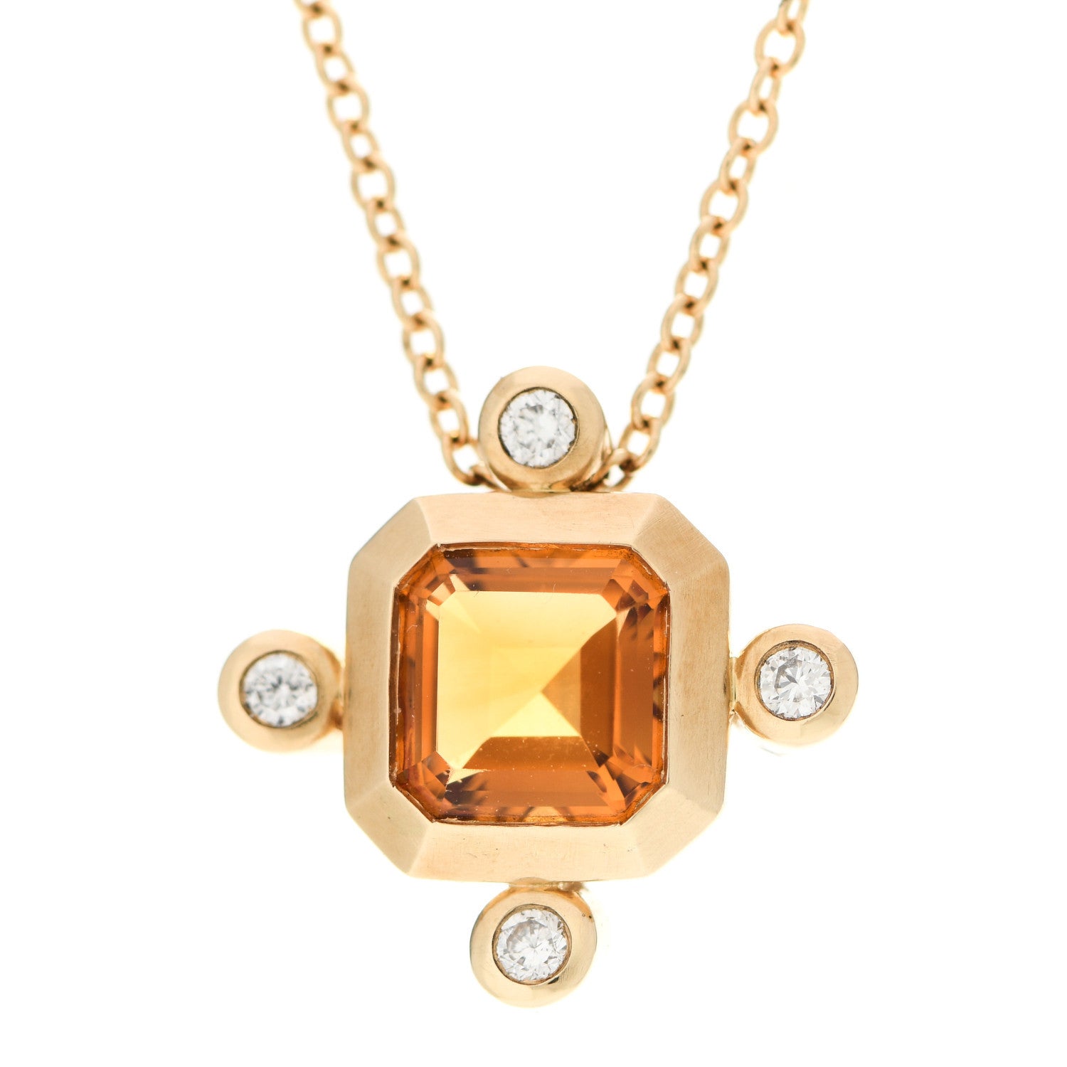 David Yurman 18K Yellow Gold Diamond Madeira Citrine Novella Pendant Necklace 4 of 6