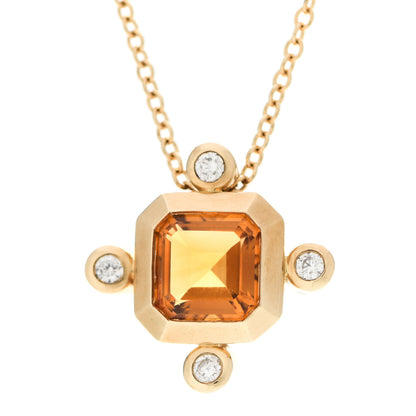 David Yurman 18K Yellow Gold Diamond Madeira Citrine Novella Pendant Necklace 4 of 6