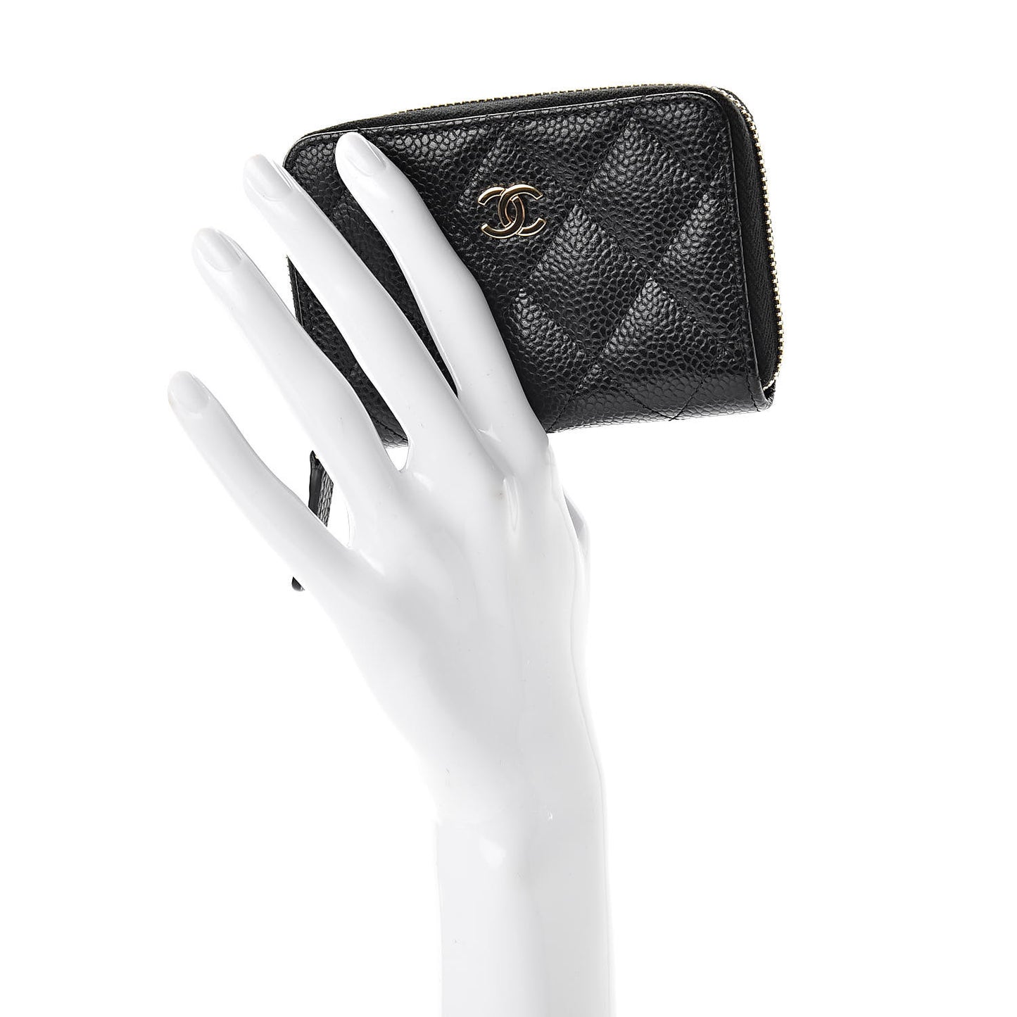 Caviar Quilted Zip Coin Purse Black