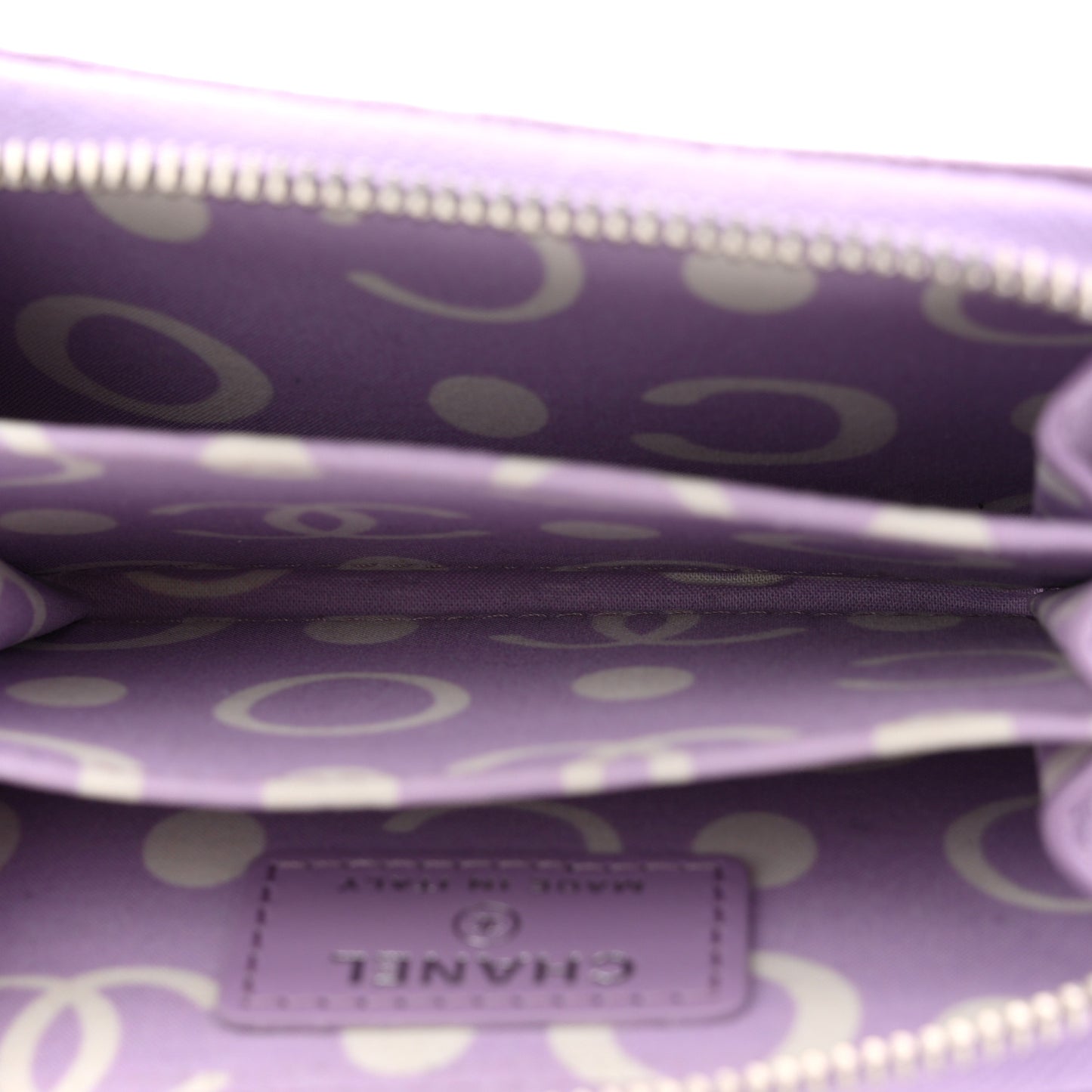 Caviar Quilted CC Logo Zip Coin Purse Purple
