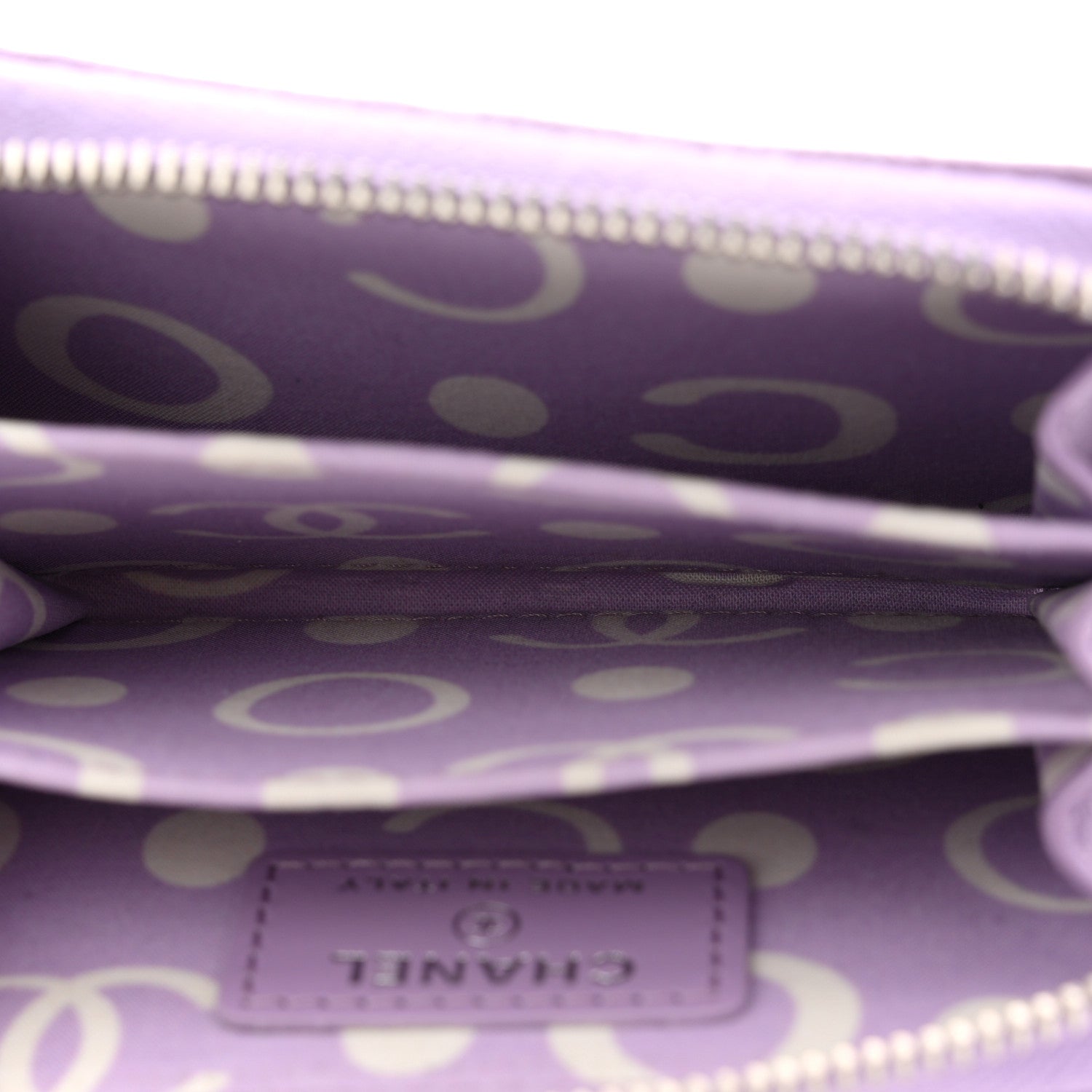 Chanel Caviar Quilted CC Logo Zip Coin Purse Purple 5 of 9