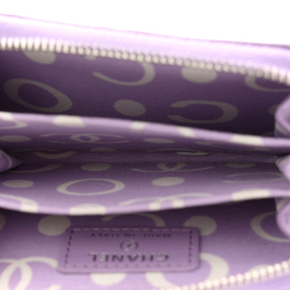Chanel Caviar Quilted CC Logo Zip Coin Purse Purple 5 of 9