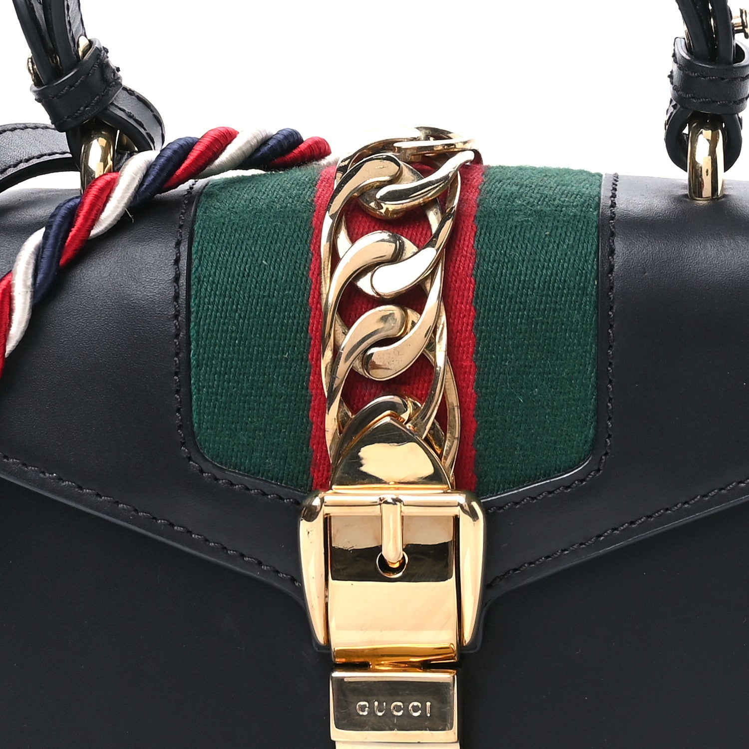 Gucci Calfskin Mini Sylvie Top Handle Bag Black 8 of 10
