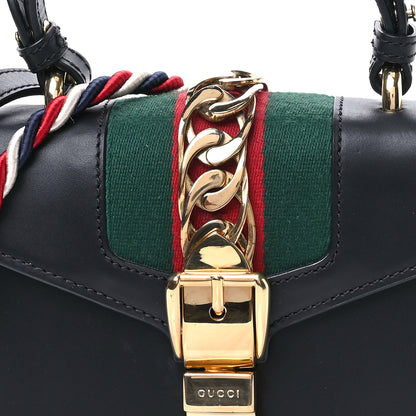 Gucci Calfskin Mini Sylvie Top Handle Bag Black 8 of 10