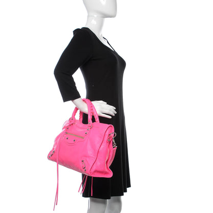 Balenciaga Agneau Classic Silver Hardware City Rose Fluo 3 of 11