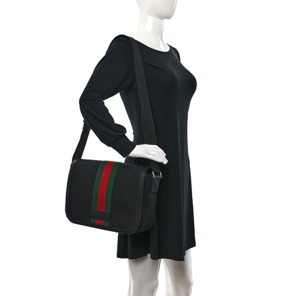 Gucci Techno Canvas Web Flap Messenger Bag Black 2 of 9