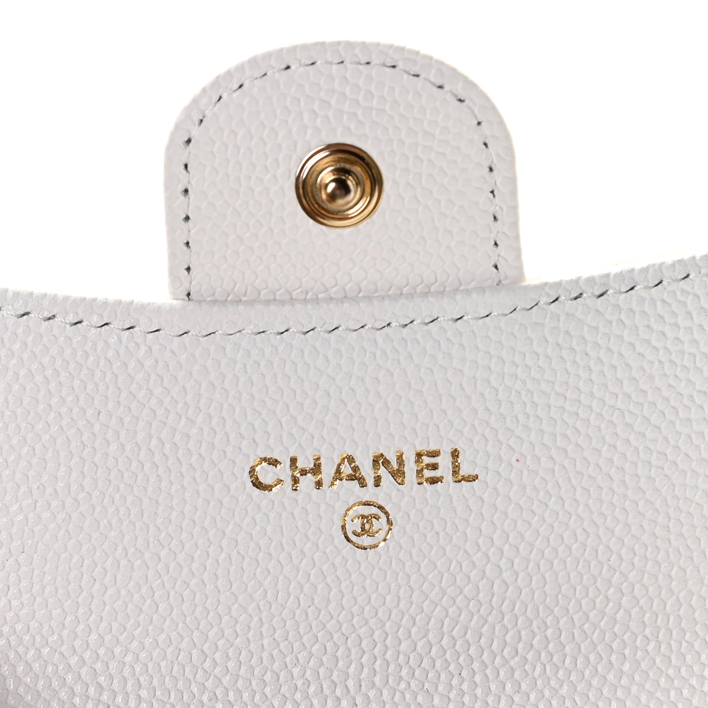 Caviar Quilted Flap Card Holder Wallet White