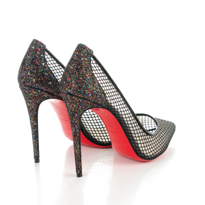 Christian Louboutin Fishnet Glitter Follies Lace 100 Pumps 37 Black 4 of 8