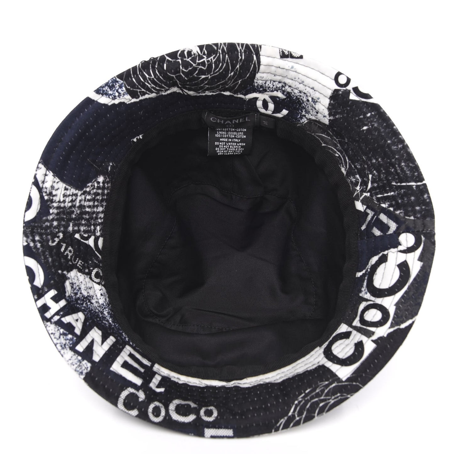 Cotton Coco Print Bucket Hat M Navy Black White