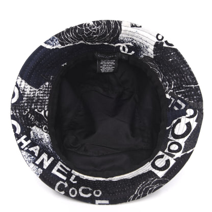 Chanel Cotton Coco Print Bucket Hat M Navy Black White 5 of 7