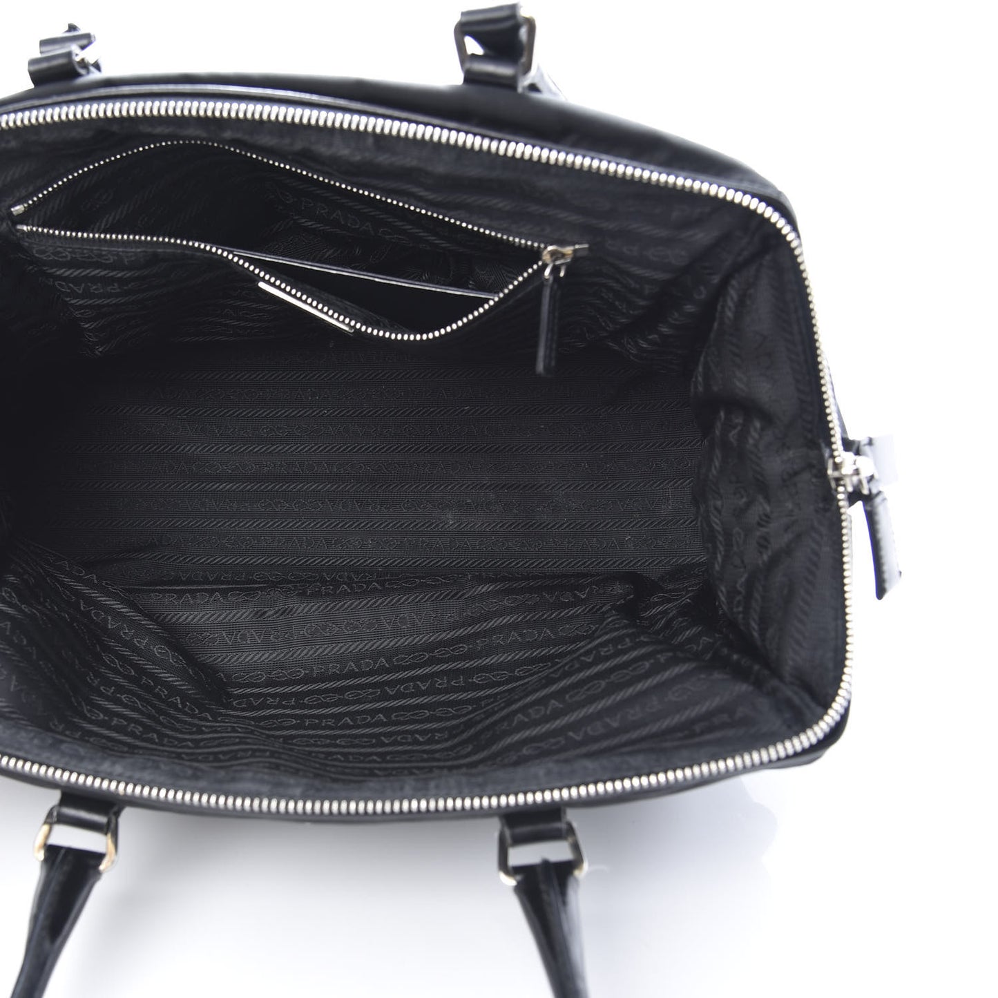 Tessuto Nylon Soft Calf Zip Around Satchel Black