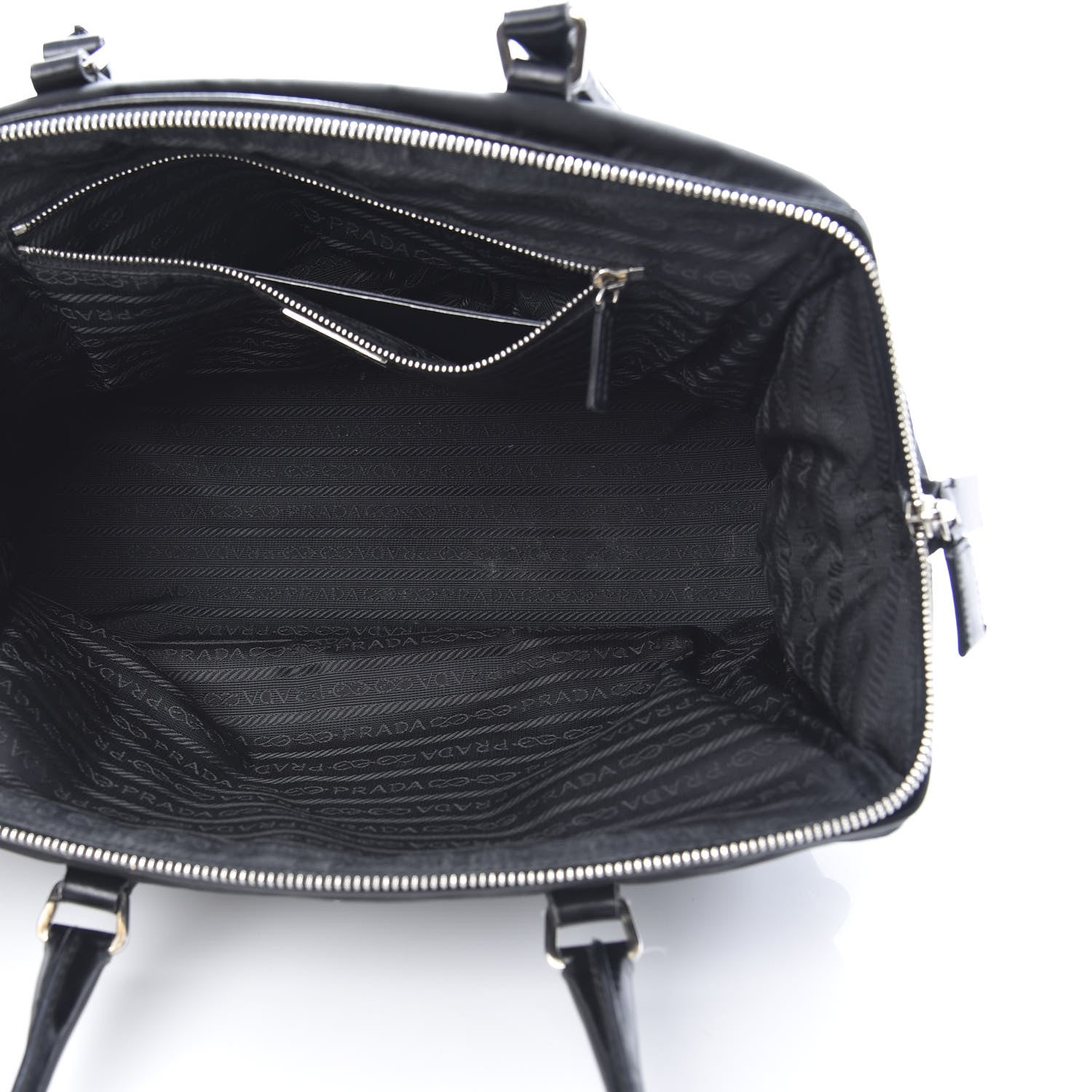 Prada Tessuto Nylon Soft Calf Zip Around Satchel Black 5 of 22