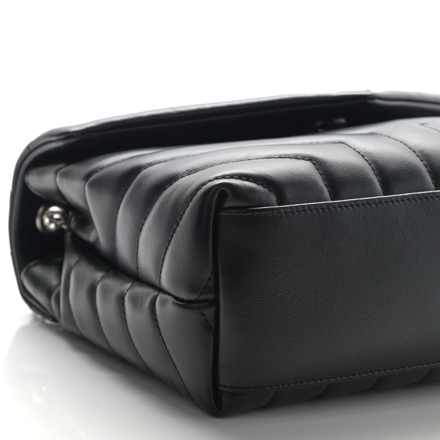 Calfskin Y Quilted Monogram Small Loulou Chain Satchel Black