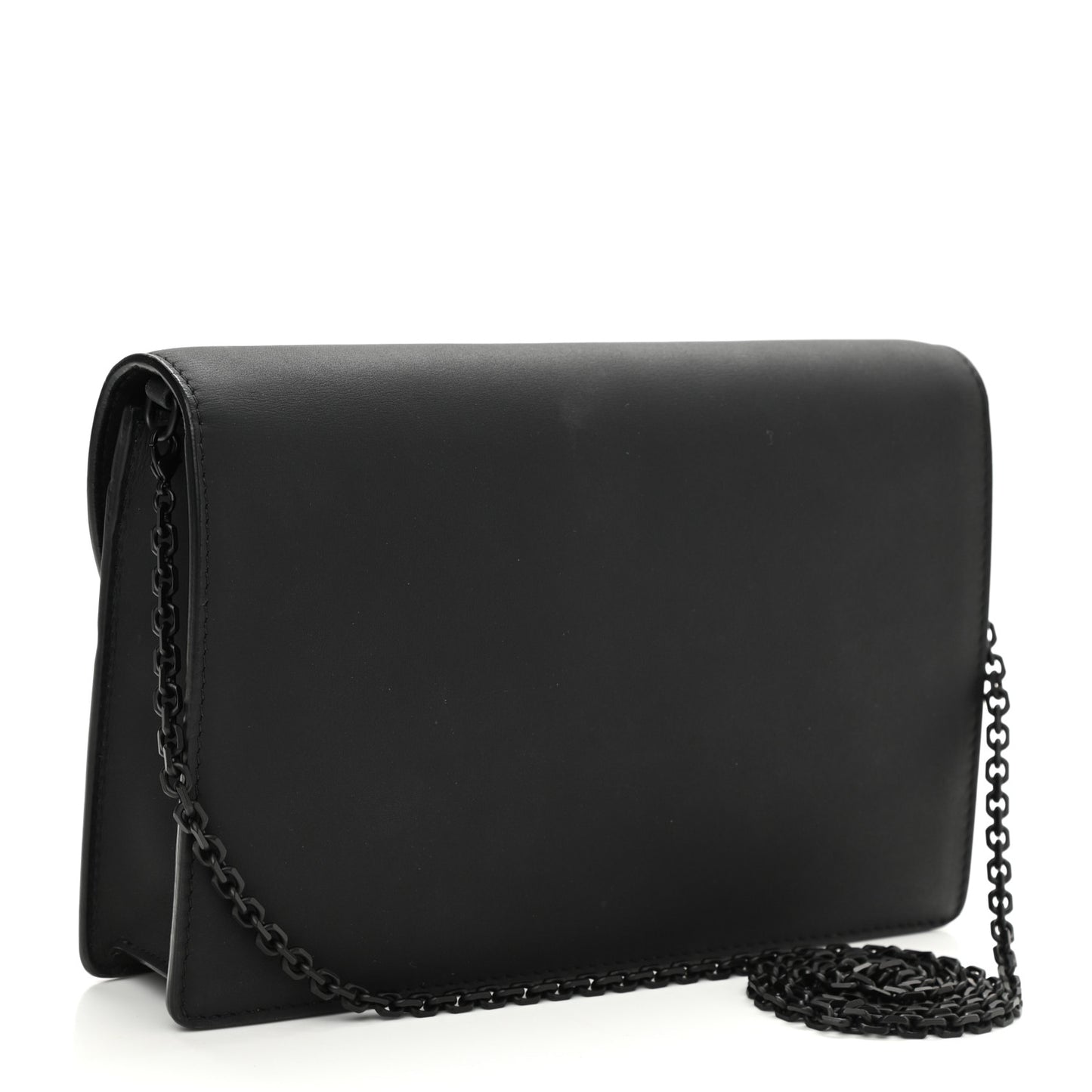 Ultra Matte Calfskin Saddle Chain Pouch Black