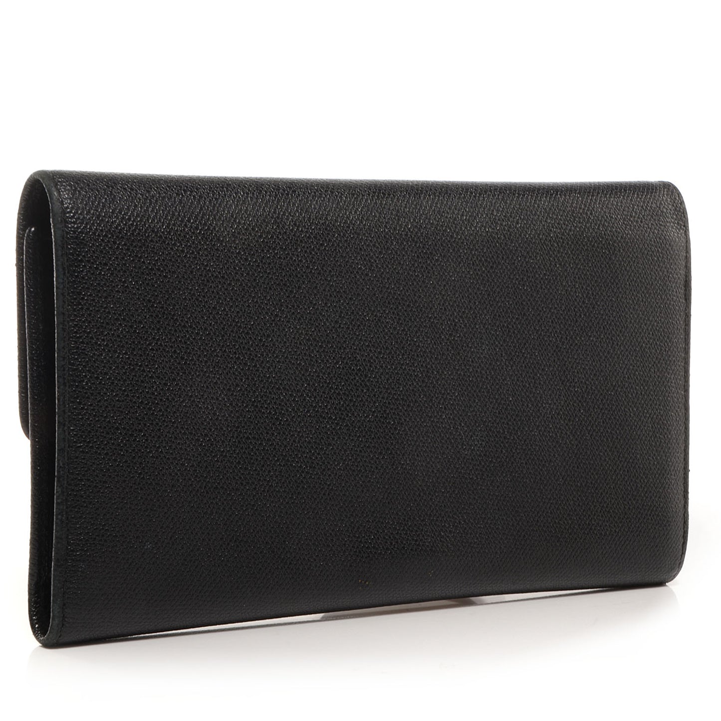 Calfskin Large Flap Wallet Black