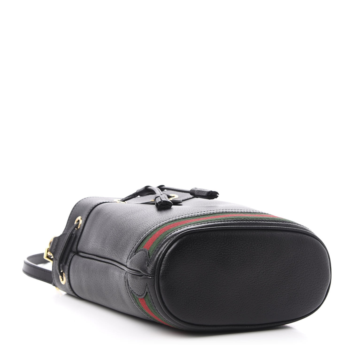 Gucci Glazed Textured Calfskin Web Small Ophidia Bucket Bag Black 4 of 11