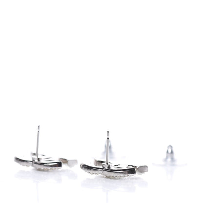 Chanel Pearl Crystal CC Snow Palace Earrings Silver 4 of 5