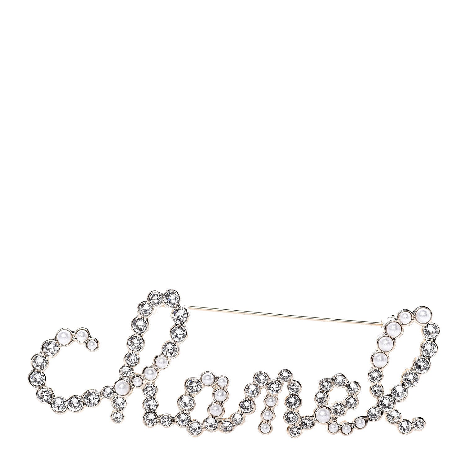 Chanel Metal Glass Swirling Pearls Brooch Pin Gold 1 of 5