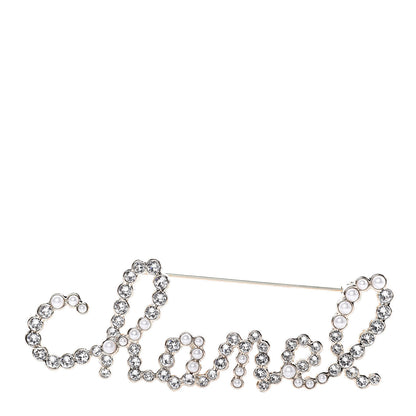 Chanel Metal Glass Swirling Pearls Brooch Pin Gold 1 of 5