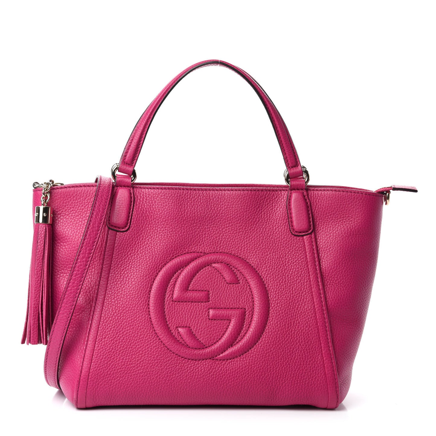 Pebbled Calfskin Small Soho Top Handle Bag Bright Bougainvillea