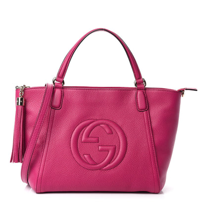 Gucci Pebbled Calfskin Small Soho Top Handle Bag Bright Bougainvillea 1 of 12