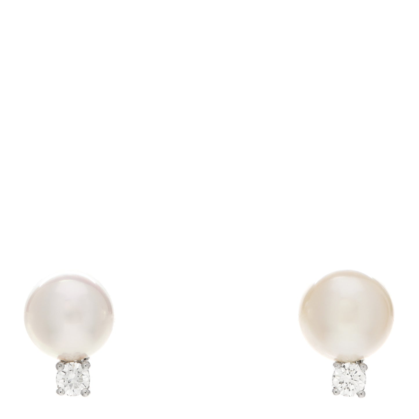18K White Gold Diamond Akoya Pearl 7-7.5mm Signature Earrings