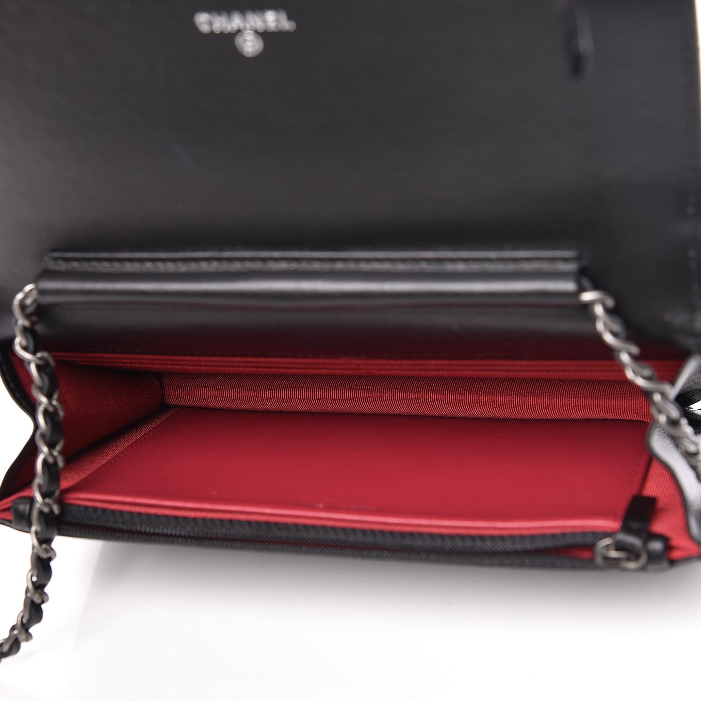 Aged Calfskin Quilted Gabrielle Wallet On Chain WOC Black