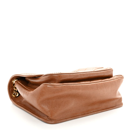 Saint Laurent Crinkled Calfskin Matelasse Monogram Medium Niki Chain Satchel Light Caramel 4 of 9