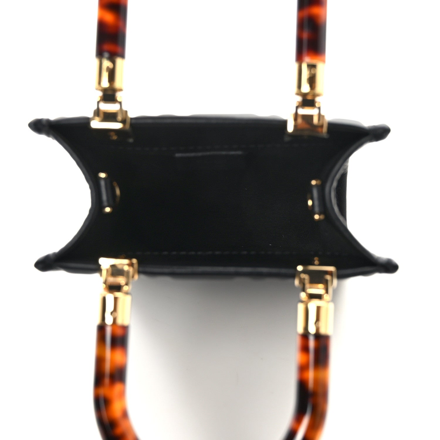 Fendi Vitello Plexiglass FF Embossed Mini Fendi Sunshine Shopper Tote Black 5 of 12