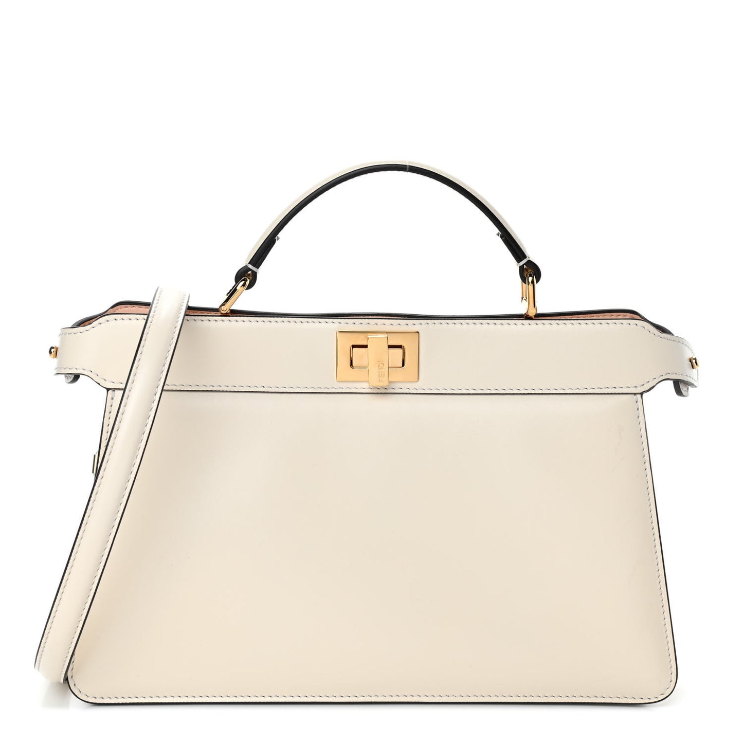 Vitello King Luxor Shiny Nappa Medium Peekaboo I SEE U East West Satchel White Light Rose