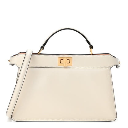 Fendi Vitello King Luxor Shiny Nappa Medium Peekaboo I SEE U East West Satchel White Light Rose 1 of 5