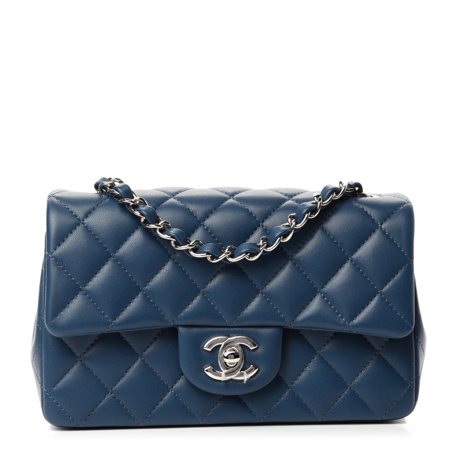 Chanel Lambskin Quilted Mini Rectangular Flap Dark Blue 1 of 11