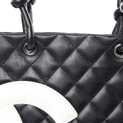 Chanel Calfskin Quilted Medium Cambon Tote Black White 10 of 17
