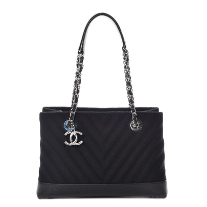 Chanel Canvas Caviar Chevron Shopper Tote Black 1 of 9