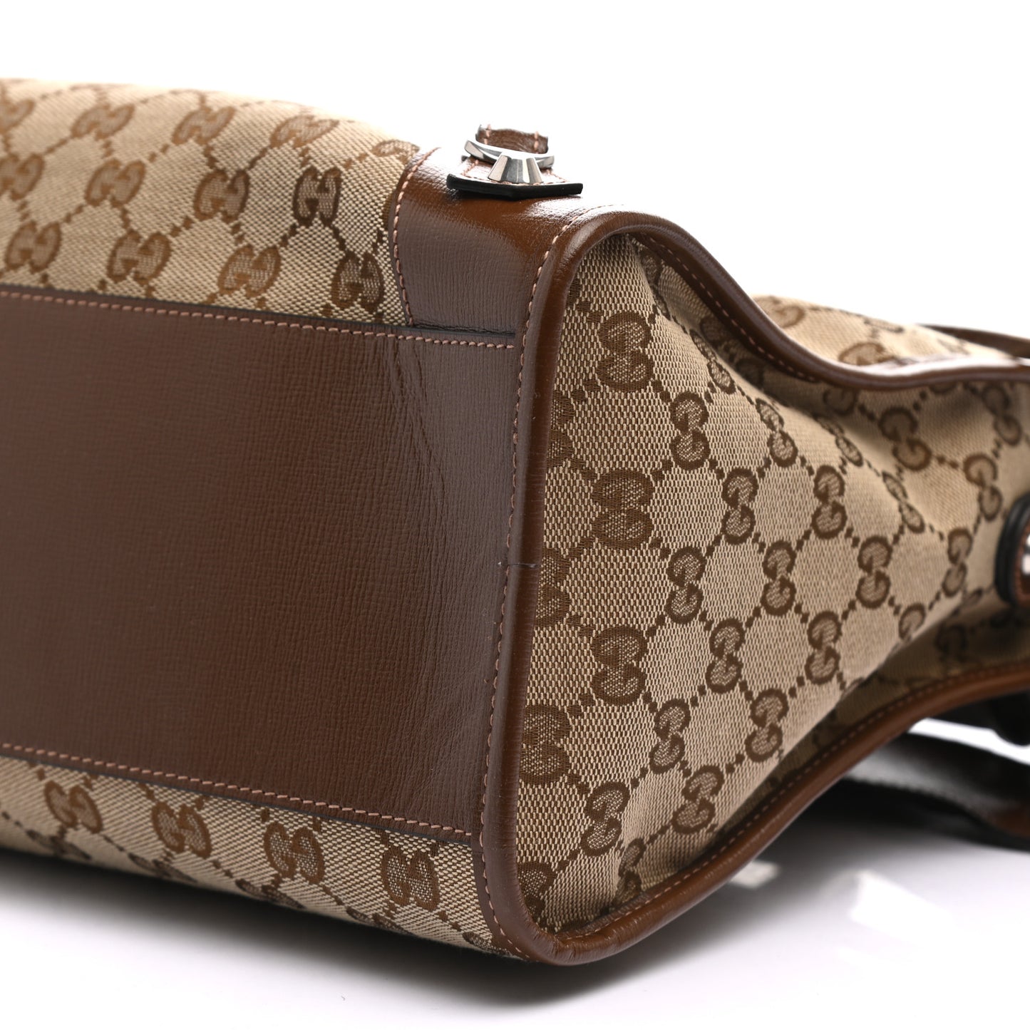 X GUCCI GG Monogram Azalea Calfskin Neo Classic Silver Hardware Medium City Beige Ebony Brown Sugar