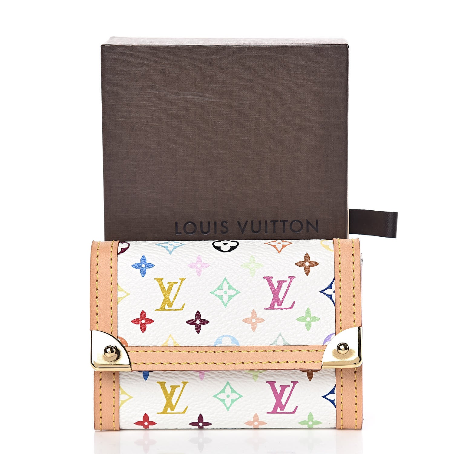 Louis Vuitton Monogram Multicolor Porte-Monnaie Plat Coin Purse White 7 of 7