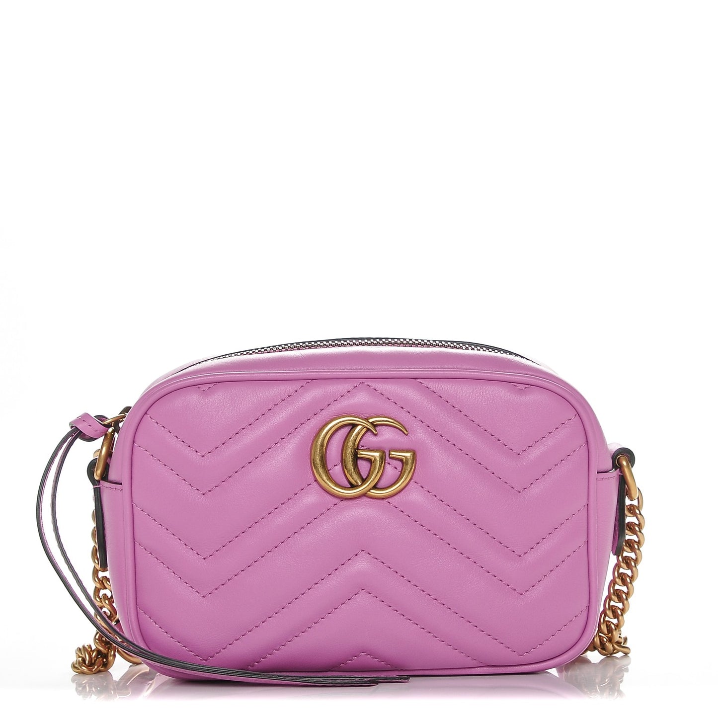 Calfskin Matelasse Mini GG Marmont Chain Shoulder Bag Candy Mousse