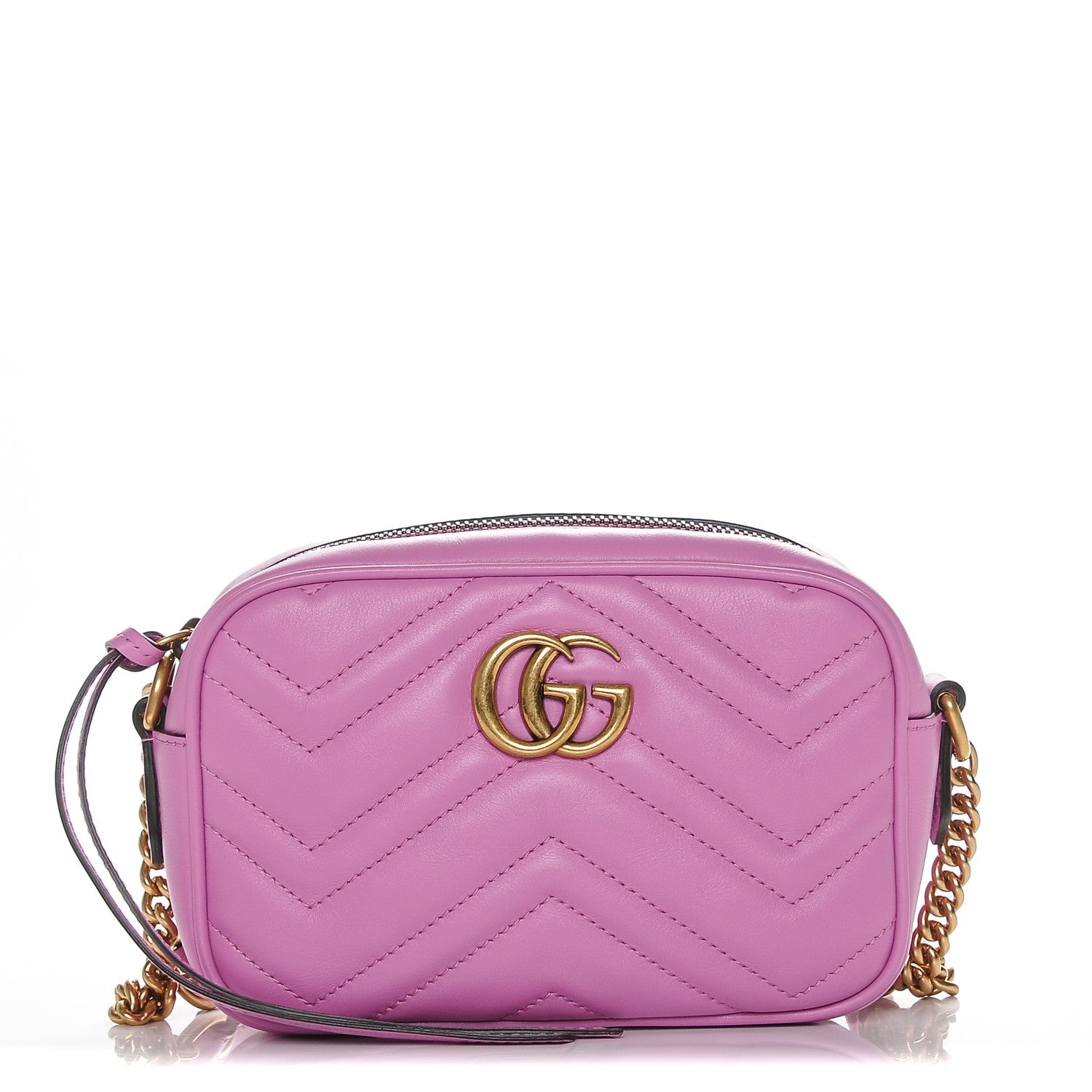 Gucci Calfskin Matelasse Mini GG Marmont Chain Shoulder Bag Candy Mousse 1 of 7