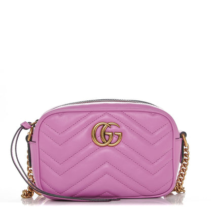 Gucci Calfskin Matelasse Mini GG Marmont Chain Shoulder Bag Candy Mousse 1 of 7