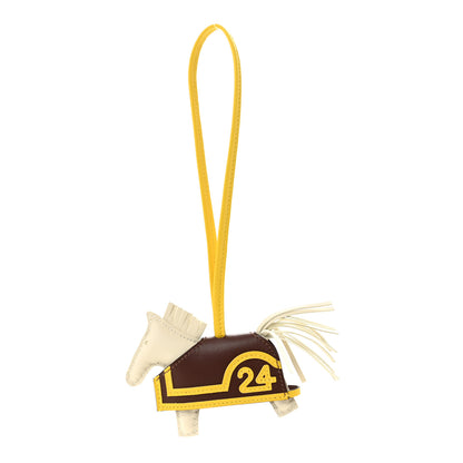 Hermes Milo Lambskin Grigri Rodeo Robeo 24 Bag Charm PM Craie Terre Jaune De Naples 1 of 4