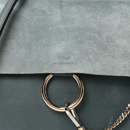 Chloe Suede Calfskin Medium Faye Shoulder Bag Cloudy Blue 7 of 9