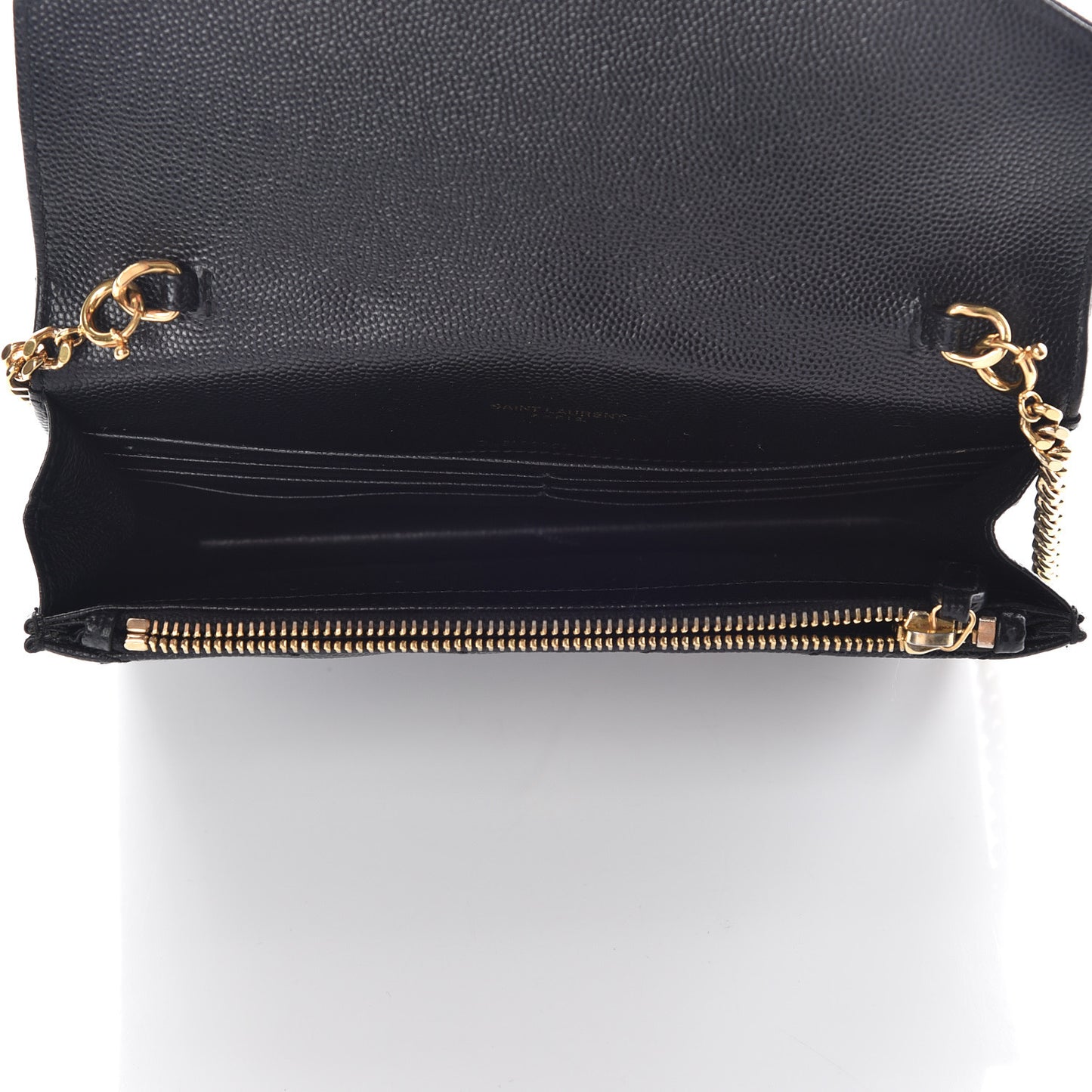 Grain De Poudre Matelasse Chevron Monogram Envelope Chain Wallet Black