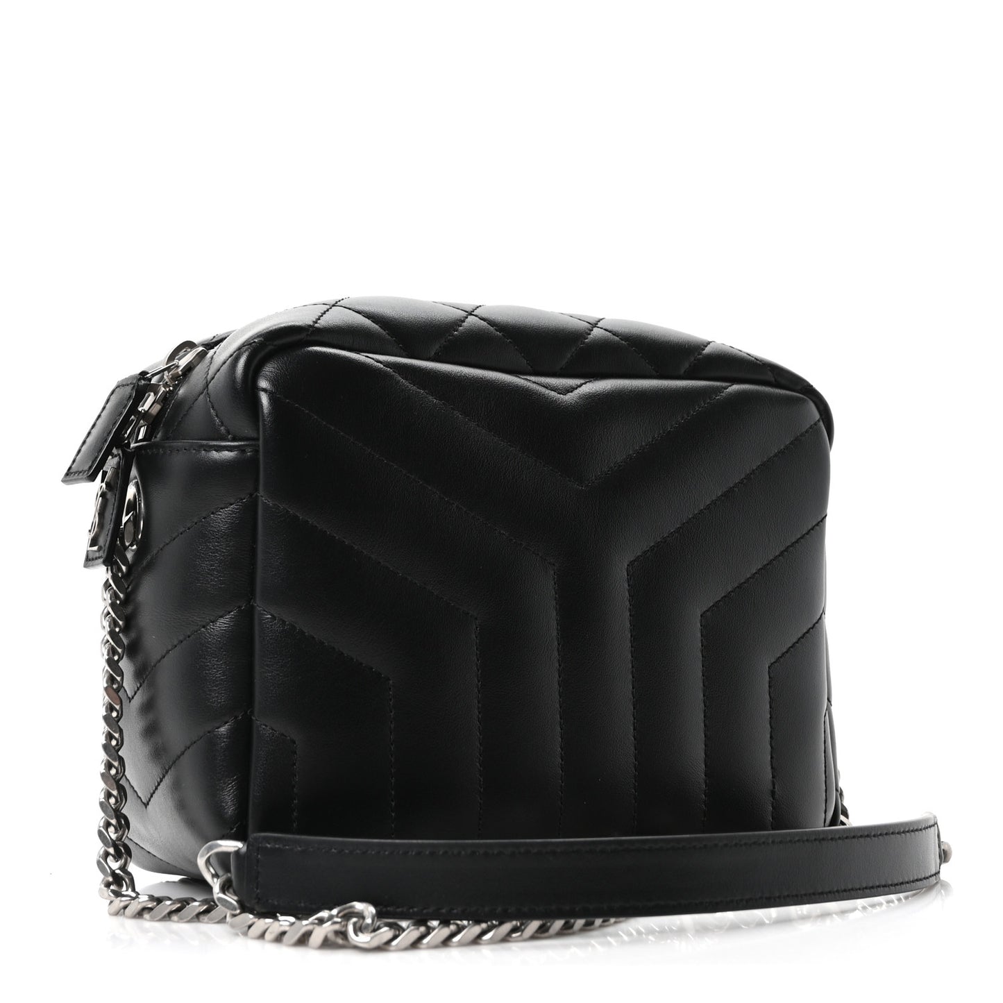 Calfskin Y Quilted Monogram Small Loulou Bowling Bag Black