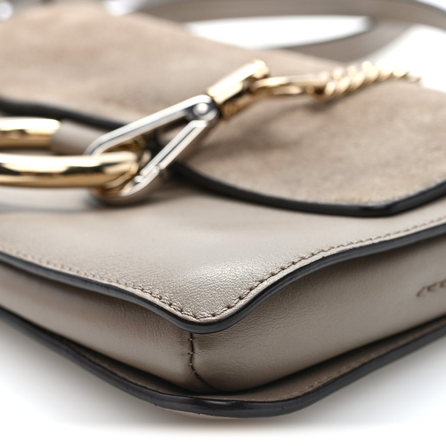 Suede Calfskin Small Faye Shoulder Bag Motty Grey