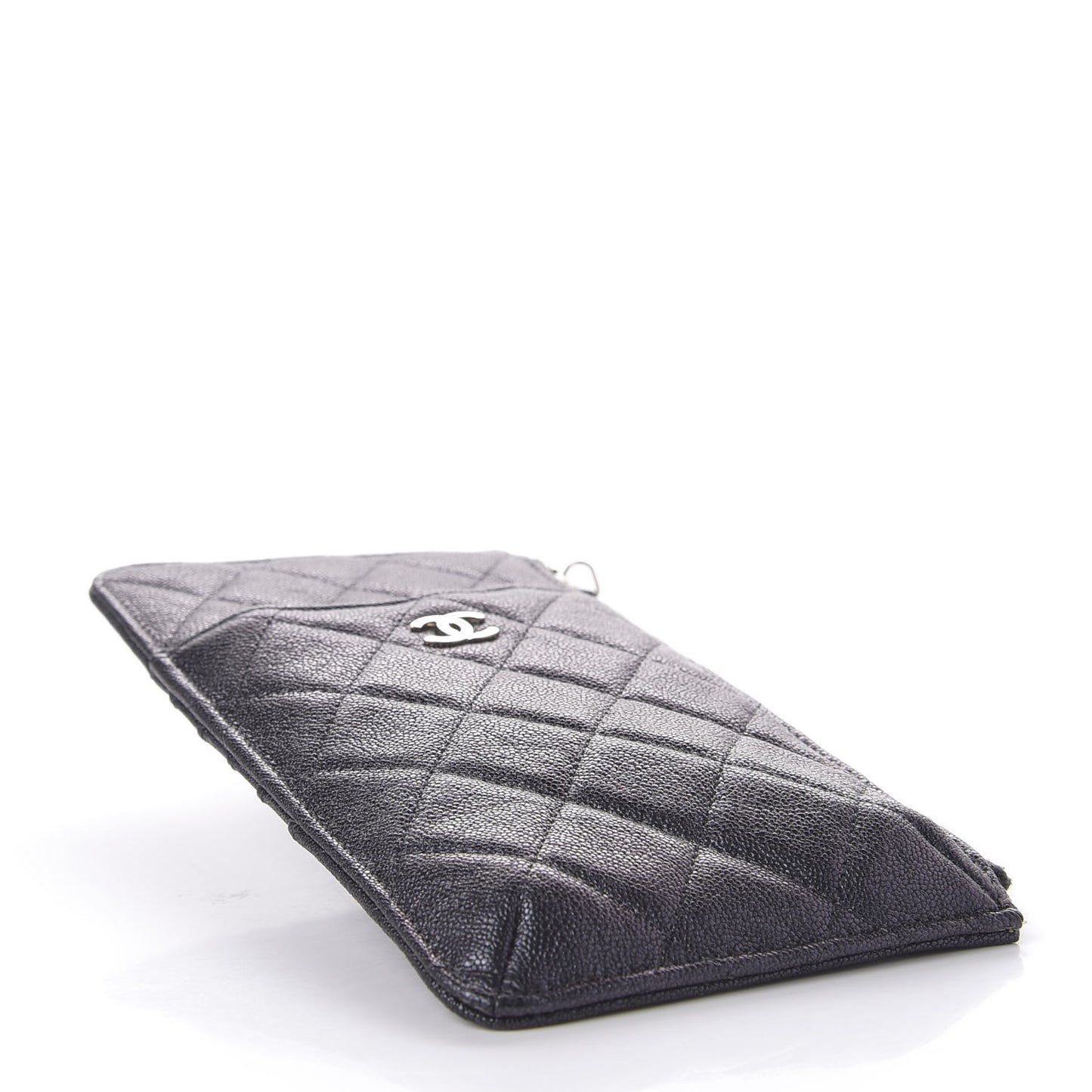 Iridescent Caviar Quilted Classic iPhone Pouch Black